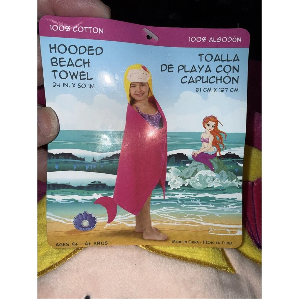 girls hooded beach towel new tags